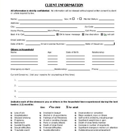 client information form
