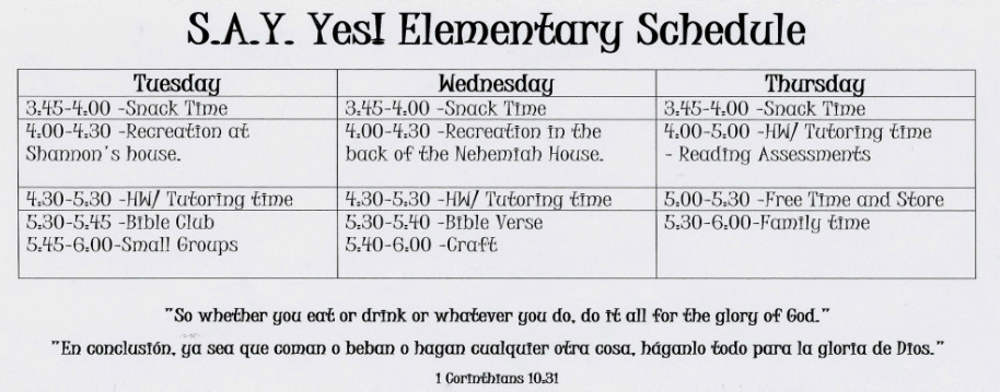 hw schedule